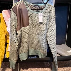 Lauren by Ralph Lauren Textured Knit Sweater in Green and Brown